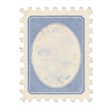 Postage stamp vintage beige and blue vertical blank postage stamp with copy space 