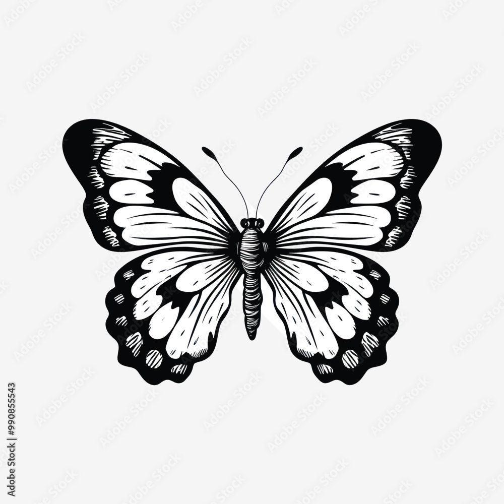Black white butterfly illustration art Black white butterfly illustration art