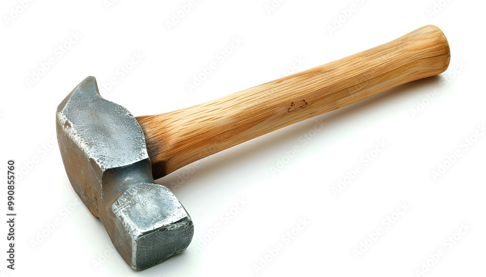 New hammer with rubber handle isolated on white New hammer with rubber handle isolated on white