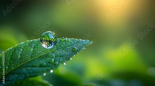 Delicate Water Droplet on Leaf Surface