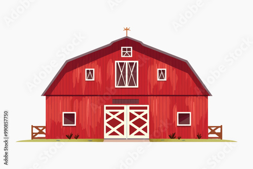 Rustic red barn illustration