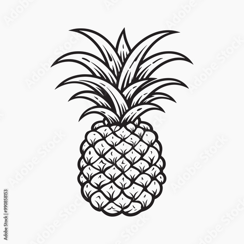 Monochrome pineapple illustration art