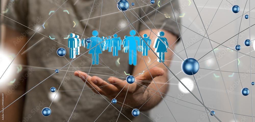 Global network. Blockchain. 3D illustration. Neural networks and artificial intelligence. Abstract