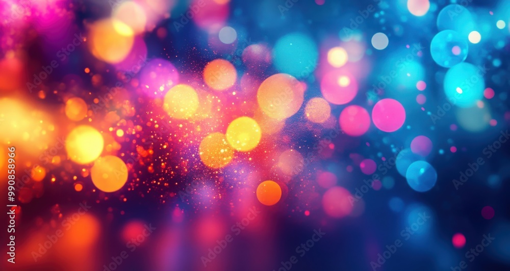 Colorful bokeh lights create a dreamy atmosphere at night in the city Colorful bokeh lights create a dreamy atmosphere at night in the city