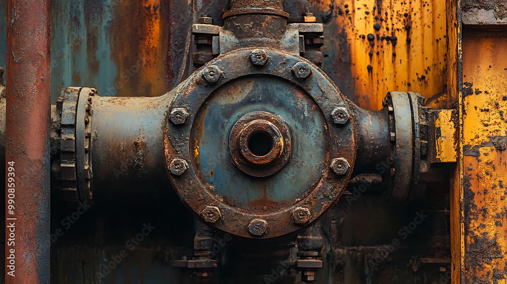 Rusted industrial machinery with visible wear and deep, corroded textures Rusted industrial machinery with visible wear and deep, corroded textures