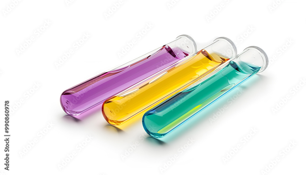 Test tube with color liquid on white background. Solution chemistry Test tube with color liquid on white background. Solution chemistry