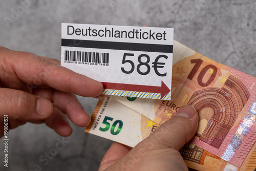 Deutschlandticket and euro banknotes
