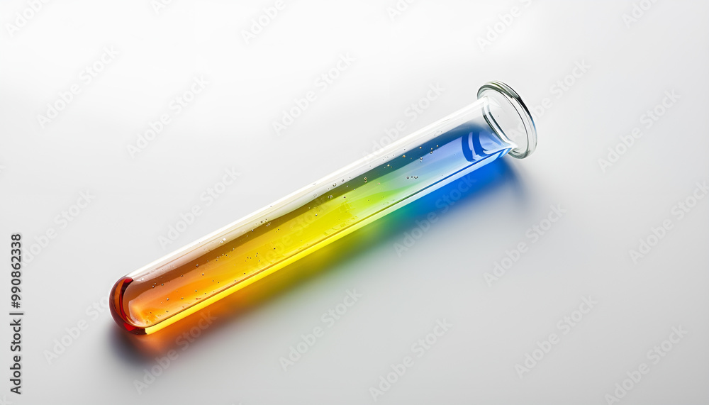 Test tube with color liquid on white background. Solution chemistry Test tube with color liquid on white background. Solution chemistry
