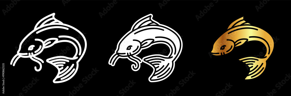 Catfish Icon, A bottom-dwelling fish with whisker-like barbels, found in freshwater and saltwater, prized for its mild, tender meat. Catfish Icon, A bottom-dwelling fish with whisker-like barbels, found in freshwater and saltwater, prized for its mild, tender meat.