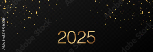 Vector confetti png. Falling golden confetti on an isolated transparent background. Festive or New Year's confetti, tinsel png.