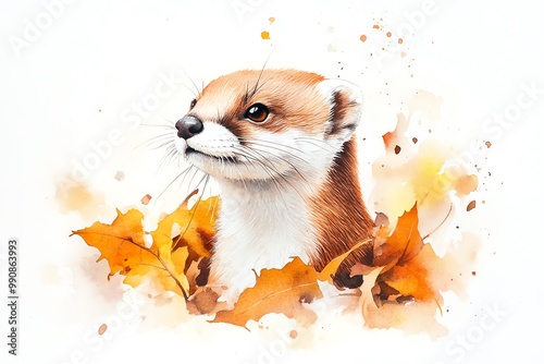 Stoat in autumn fur