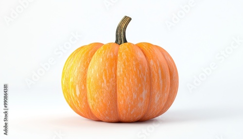 Illustration of an Orange Pumpkin on White Background with Simple Design