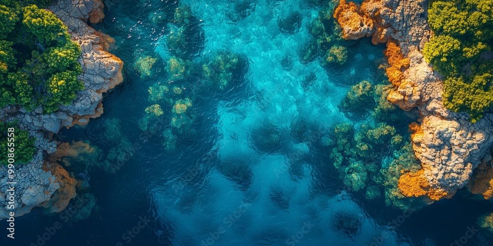 Obraz premium Aerial View of Crystal Clear Coral Reef