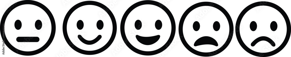 Set of different facial expression emoji face icons. Happy and sad feeling faces emoticon . Smiley and depressed emotions. Mixed expressions an mood Set of different facial expression emoji face icons. Happy and sad feeling faces emoticon . Smiley and depressed emotions. Mixed expressions an mood
