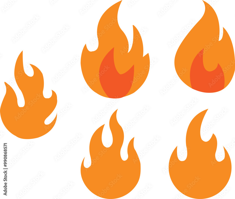 Fire icons set for design. concept flame, fire, icon, vector illustration in flat style Fire icons set for design. concept flame, fire, icon, vector illustration in flat style