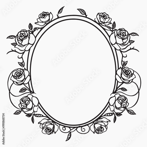 Elegant floral oval frame