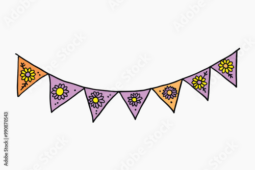 Colorful floral bunting decoration