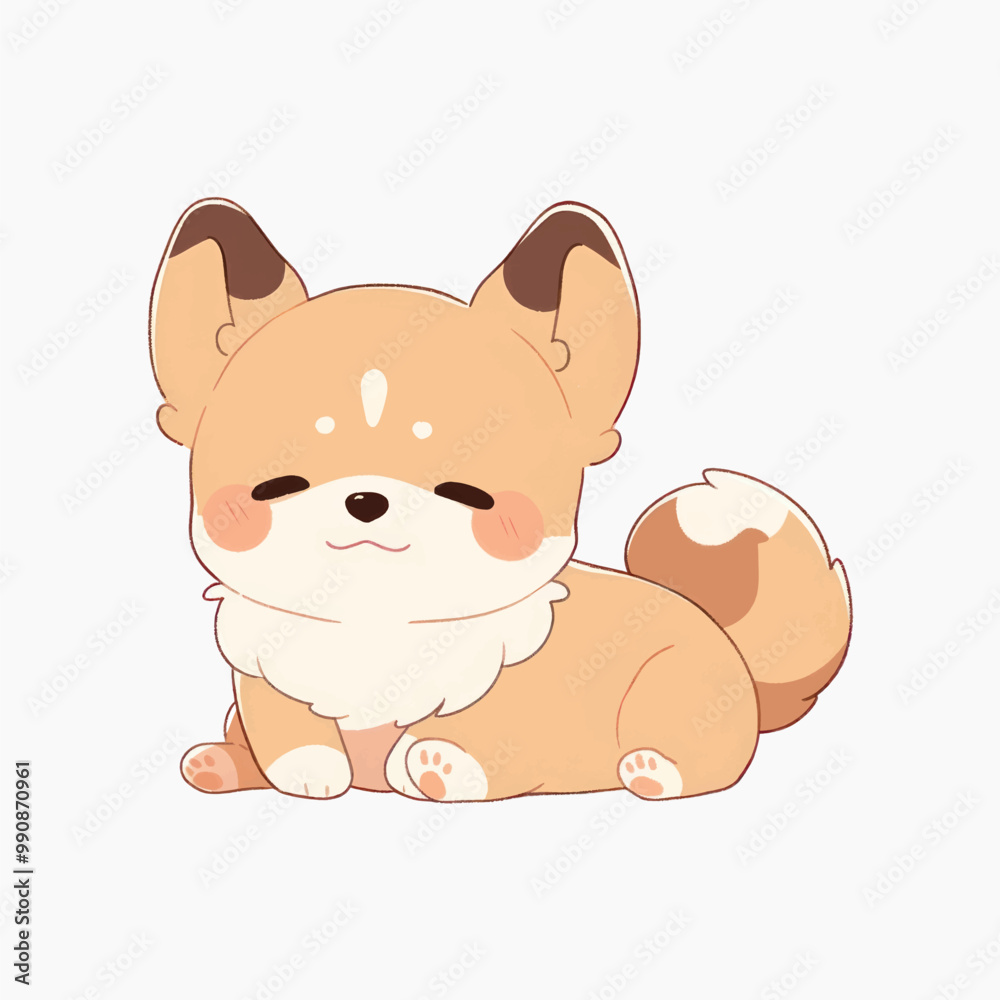 Fototapeta premium Cute cartoon corgi puppy illustration
