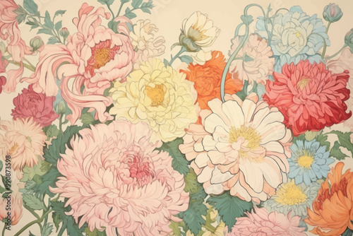 Colorful floral art illustration