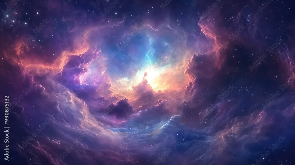 Space Galaxy Night Sky With Cosmic Clouds ,Universe science astronomy. Illustration Background