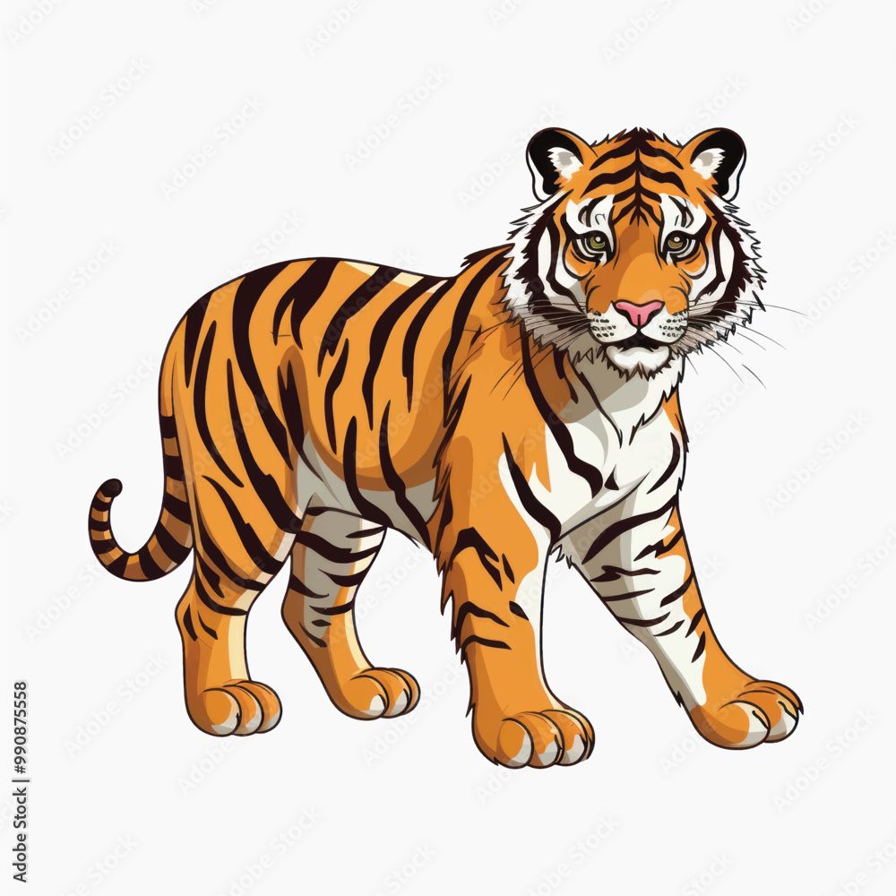 Obraz premium Majestic tiger illustration on white