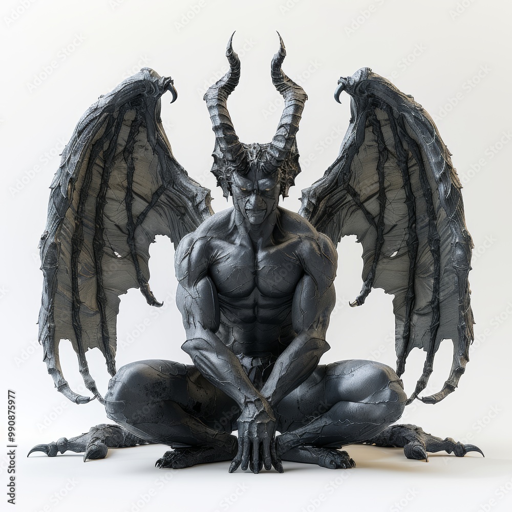 Fototapeta premium Black Devil Angel 3D Cartoon Character Art