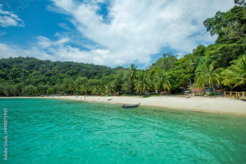 The Perhentian Island resort beach in Malaysia