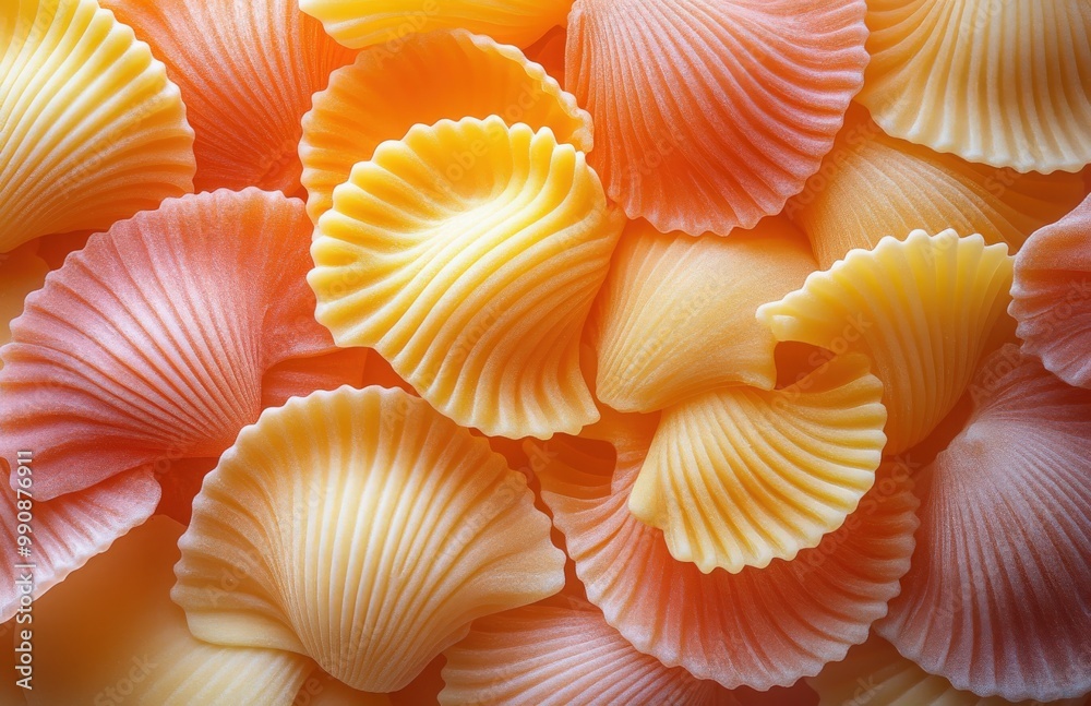 Colorful close-up of pasta conchiglie showcasing unique shell shapes and textures Colorful close-up of pasta conchiglie showcasing unique shell shapes and textures