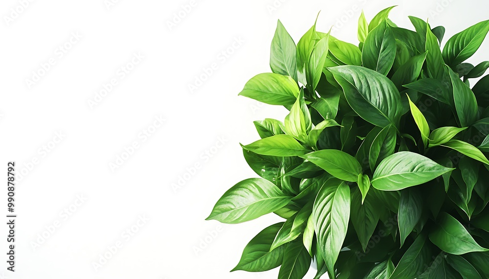 Green Leaves on a White Background Green Leaves on a White Background