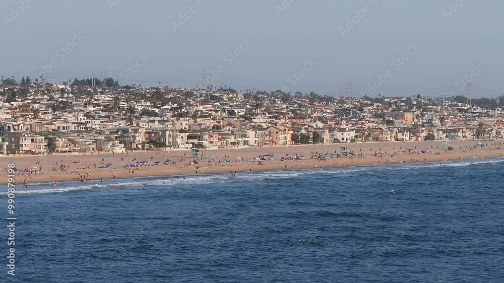 Aerial morning view of the shore near Manhattan Beach and Redondo Beach, Los Angeles, California Aerial morning view of the shore near Manhattan Beach and Redondo Beach, Los Angeles, California