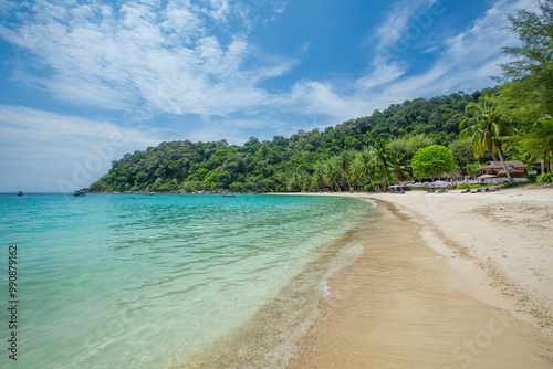 The Perhentian Island resort beach in Malaysia