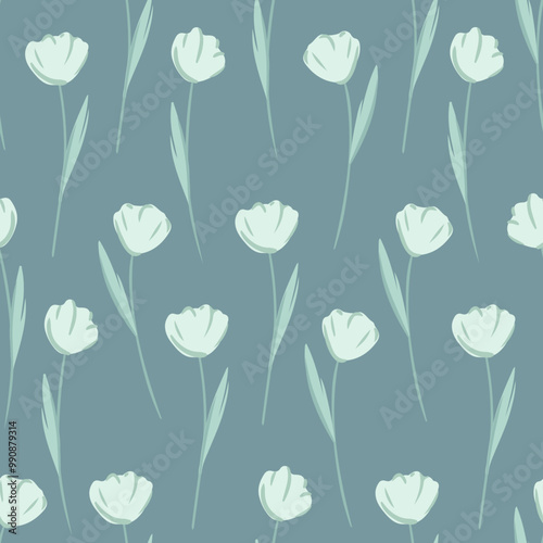 Vector winter floral seamless pattern