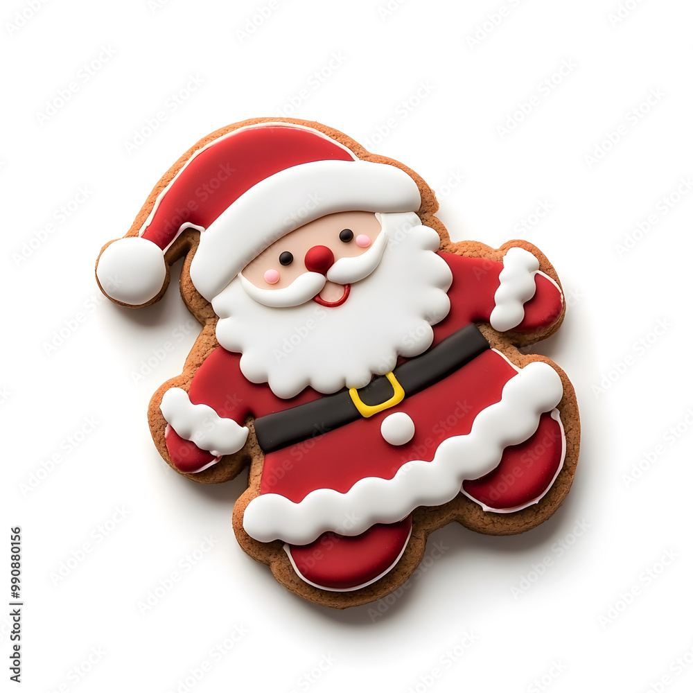 Fototapeta premium Holiday Christmas Santa Claus Cookie top view isolated on white