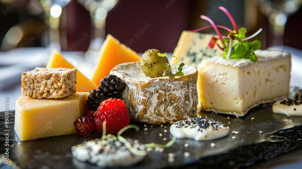 Artfully Presented Cheese Plate with Fresh Accompaniments Artfully Presented Cheese Plate with Fresh Accompaniments