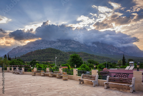 Mountains near Kemer at sunset, Antalya Province, Turkey. photo