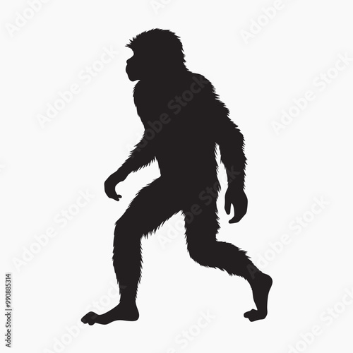 Silhouette of walking primate