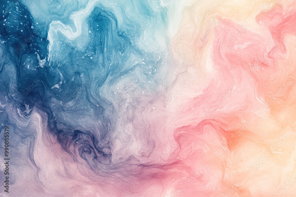 Fototapeta premium Dreamlike watercolor texture with soft blends of pastel tones and flowing brushstrokes