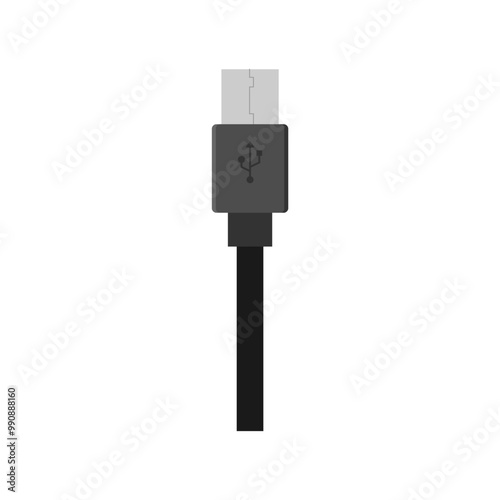 USB port flat design vector illustration. USB connector for mobile phone. socket plug in for gadget and electronics device. USB charging plug.