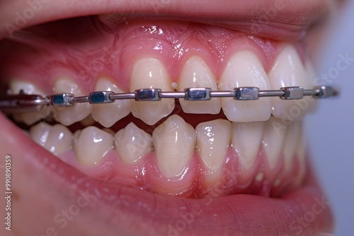 Patient is having their teeth straightened with braces by a professional orthodontist