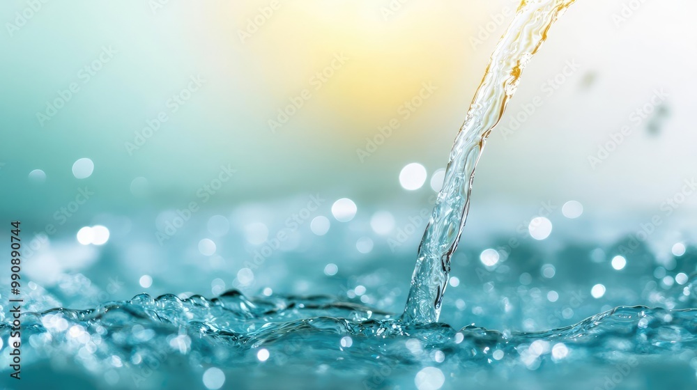 Crystal-clear splash of mineral water, droplets suspended in mid-air, sunlight piercing through for a fresh and revitalizing effect Crystal-clear splash of mineral water, droplets suspended in mid-air, sunlight piercing through for a fresh and revitalizing effect