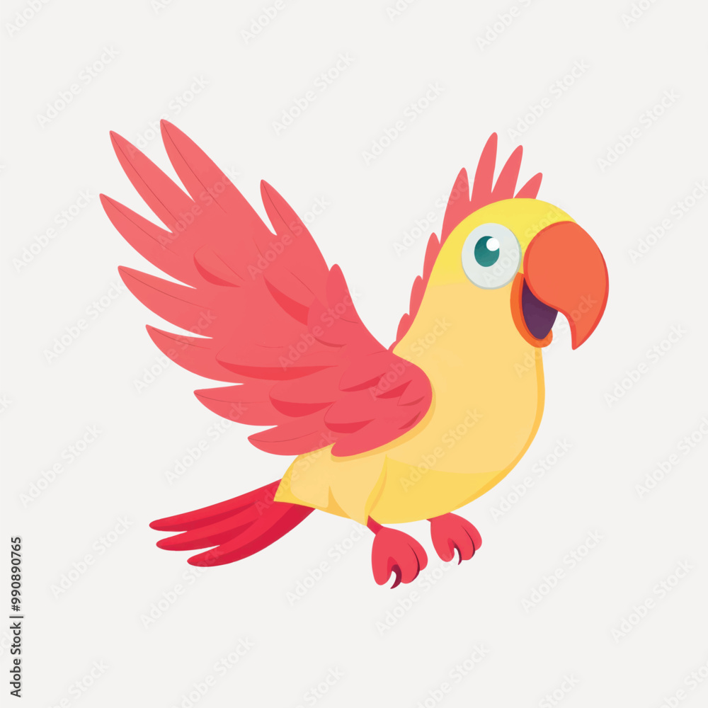 Fototapeta premium Colorful cartoon parrot illustration