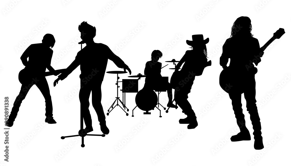 Fototapeta premium Silhouettes of band groups on a transparent background. Perfect for stickers, tattoos, icons, logos