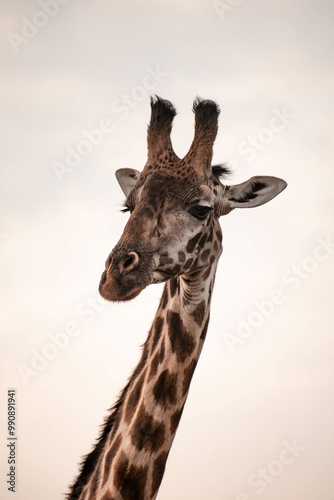 Masai Giraffe Turns And Looks