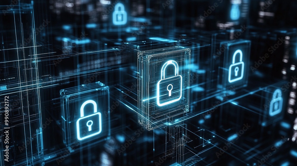 Digital padlocks secure data in a virtual environment. Digital padlocks secure data in a virtual environment.