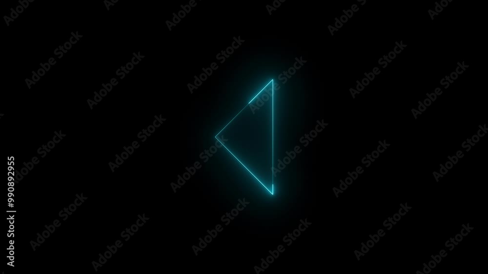 Neon flick right icon glowing black background animation Neon flick right icon glowing black background animation