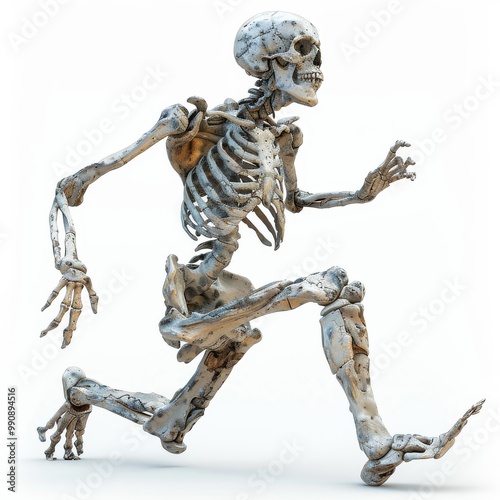 3D Cartoon Skeleton Running in Full Body View