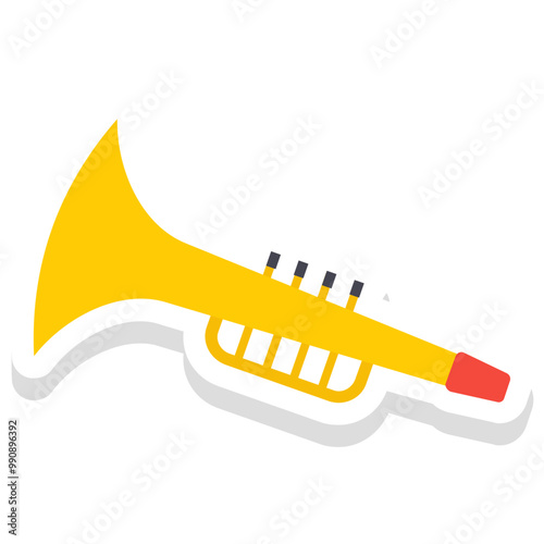 Saxophone sticker vector icon with isolated background  