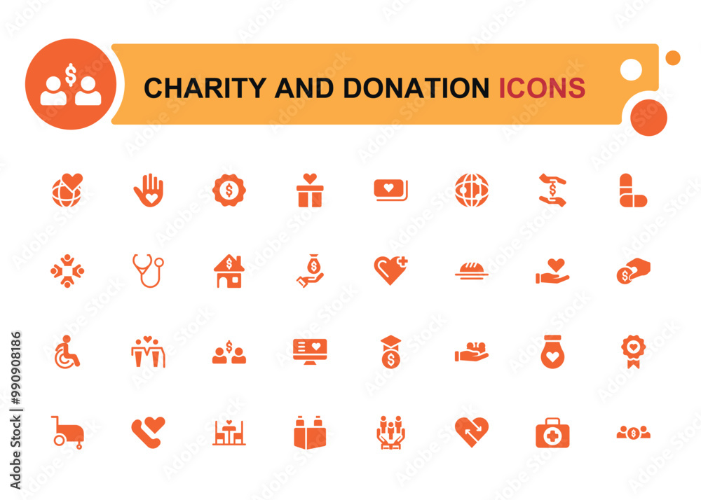 Fotografie Charity and donation icon collection