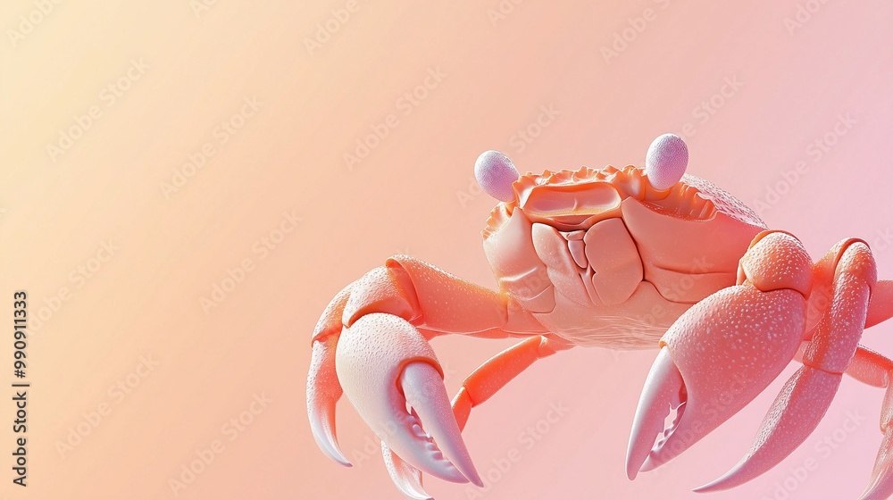 A close-up of a vibrant crab against a soft pink background, showcasing its intricate features and beauty. A close-up of a vibrant crab against a soft pink background, showcasing its intricate features and beauty.