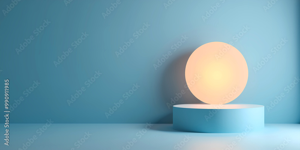Blue pedestal with a glowing orb